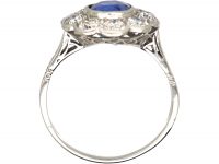 Early 20th Century Large Unheated Ceylon Sapphire & Diamond Cluster Ring