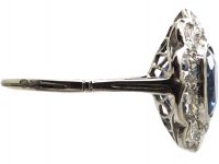 Early 20th Century Large Unheated Ceylon Sapphire & Diamond Cluster Ring