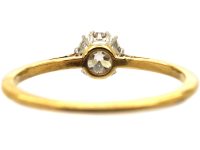 Edwardian 18ct Gold & Platinum, Old Mine Cut Diamond Solitaire Ring