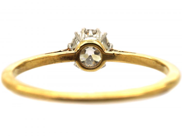 Edwardian 18ct Gold & Platinum, Old Mine Cut Diamond Solitaire Ring