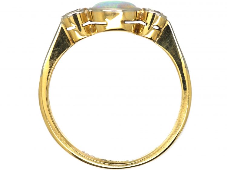 Early 20th Century 18ct Gold & Platinum, Opal & Diamond Three Stone Ring