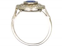 Edwardian Platinum, Sapphire & Diamond Oval Double Cluster Ring