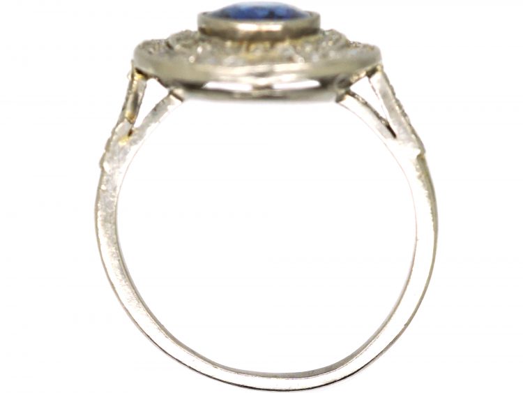 Edwardian Platinum, Sapphire & Diamond Oval Double Cluster Ring
