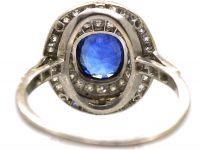 Edwardian Platinum, Sapphire & Diamond Oval Double Cluster Ring