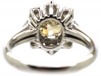 18ct White Gold & Diamond Daisy Cluster Ring with Pale Yellow Diamond in the Centre
