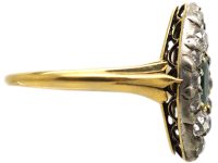 Victorian 18ct Gold Marquise Ring set with an Emerald & Old Mine Cut Diamonds