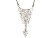 Art Deco Platinum & Diamond Cupid's Arrow Pendant on Platinum Chain