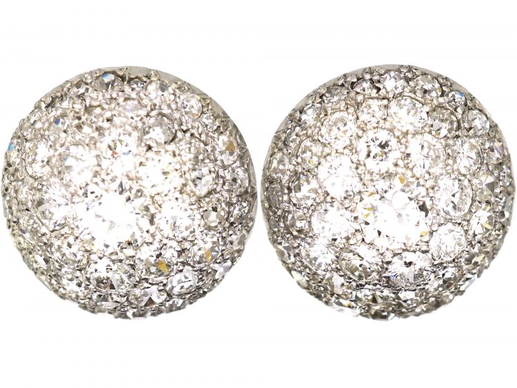 Art Deco Platinum & Diamond Pave Set Earrings