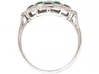 Art Deco Platinum, Emerald & Diamond Geometric Ring