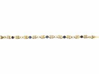 Art Deco 14ct Gold Bracelet set with Cabochon Sapphires & Diamonds
