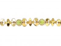Edwardian 15ct Gold Floral Bracelet set with Peridots & Natural Split Pearls