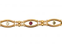 Edwardian 15ct Gold Bracelet set with Rubies & Diamonds