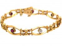 Edwardian 15ct Gold Bracelet set with Rubies & Diamonds