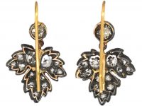 Early Victorian Leaf Earrings set with Old Mine Cut Diamonds