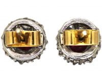 Mid 20th Century 18ct White Gold, Ruby & Diamond Cluster Earrings