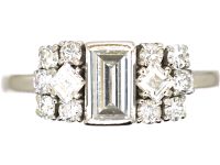 Art Deco Platinum, Geometric Ring set with Diamonds