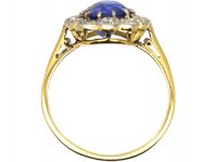 Edwardian 18ct Gold & Platinum, Sapphire & Diamond Cluster Ring