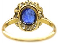 Edwardian 18ct Gold & Platinum, Sapphire & Diamond Cluster Ring
