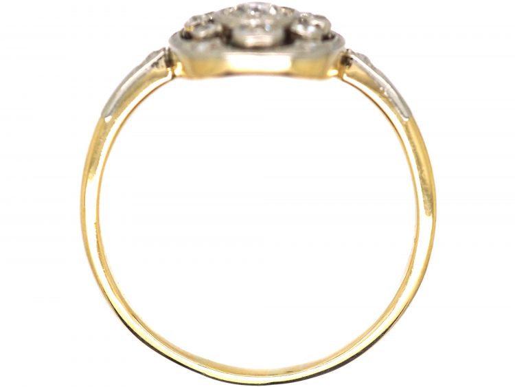 Early 20th Century 18ct Gold & Platinum, Oval Cluster Ring set with Diamonds