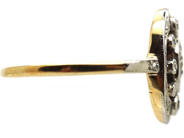 Early 20th Century 18ct Gold & Platinum, Oval Cluster Ring set with Diamonds