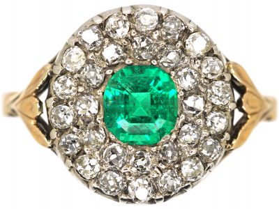 Georgian Emerald & Diamond Cluster Ring