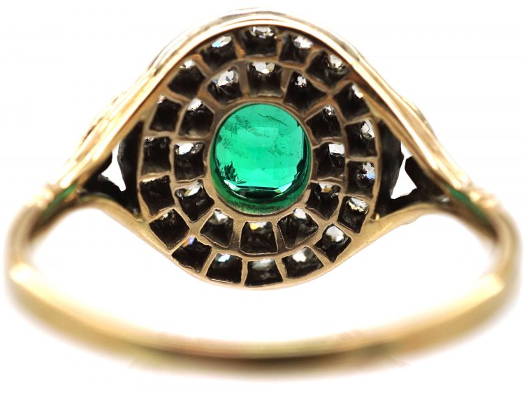Georgian Emerald & Diamond Cluster Ring