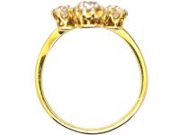 Art Nouveau 18ct Gold Ring set with Three Old Mine Cut Diamonds