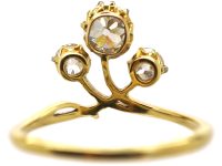 Art Nouveau 18ct Gold Ring set with Three Old Mine Cut Diamonds