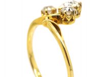 Art Nouveau 18ct Gold Ring set with Three Old Mine Cut Diamonds