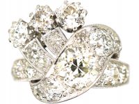 Retro 18ct White Gold & Platinum, Diamond Tassel Ring