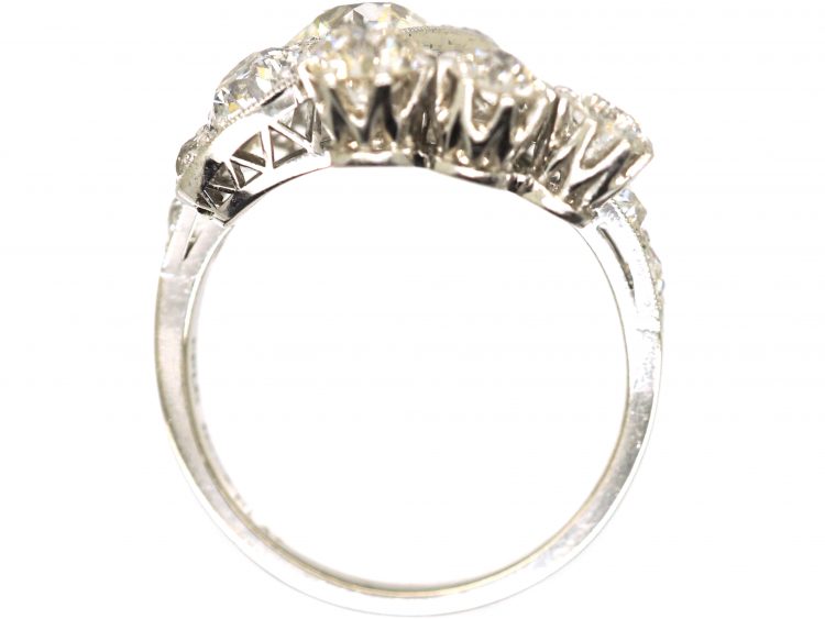 Retro 18ct White Gold & Platinum, Diamond Tassel Ring