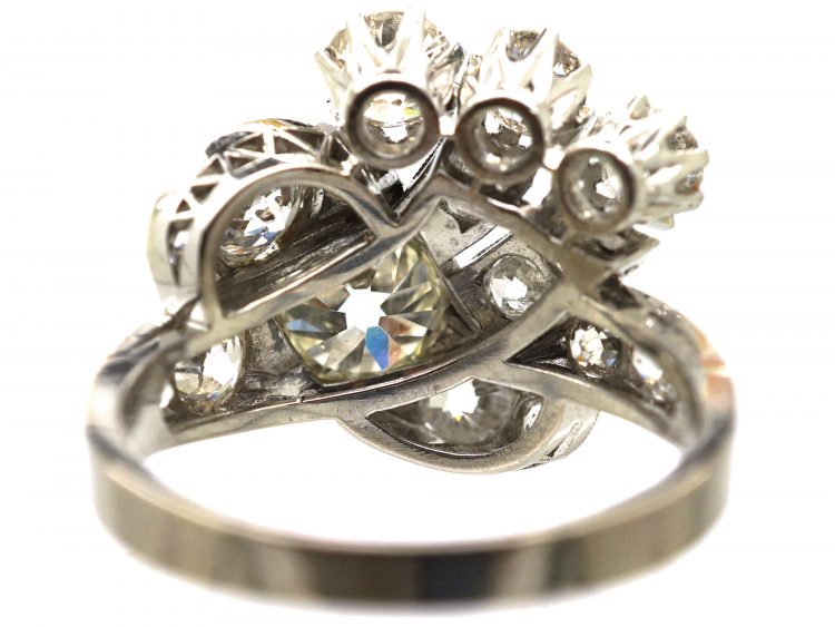 Retro 18ct White Gold & Platinum, Diamond Tassel Ring