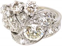 Retro 18ct White Gold & Platinum, Diamond Tassel Ring