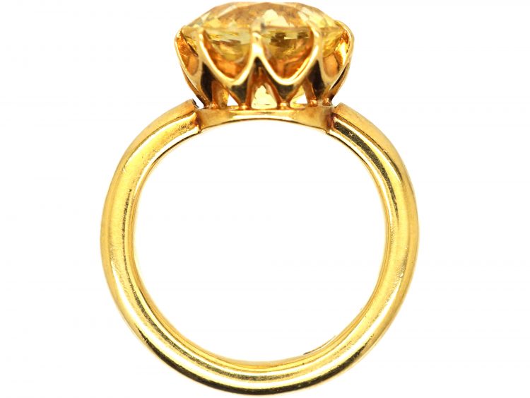 Retro 18ct Gold Ring set with a Large Yellow Sapphire
