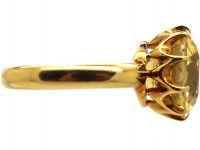 Retro 18ct Gold Ring set with a Large Yellow Sapphire