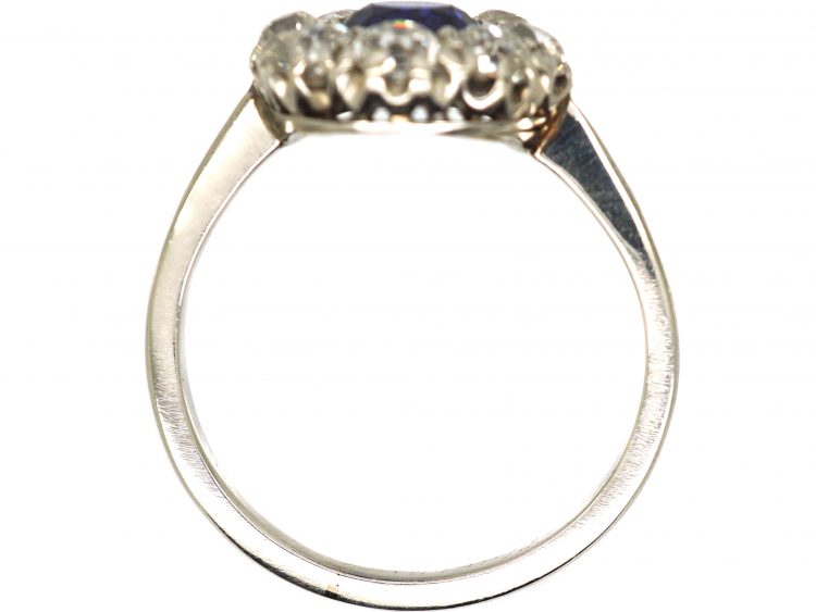 Early 20th Century Platinum, Sapphire & Diamond Cluster Ring