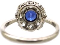 Early 20th Century Platinum, Sapphire & Diamond Cluster Ring