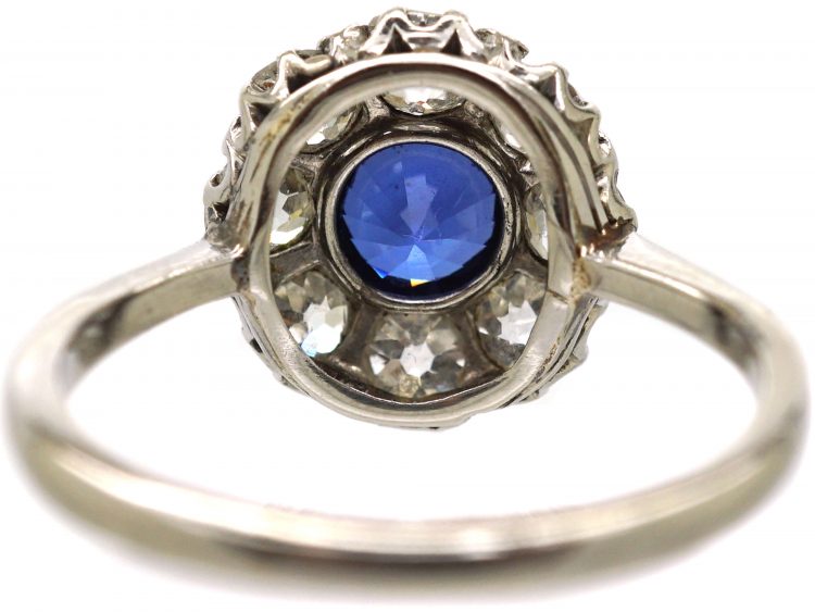 Early 20th Century Platinum, Sapphire & Diamond Cluster Ring