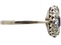 Early 20th Century Platinum, Sapphire & Diamond Cluster Ring