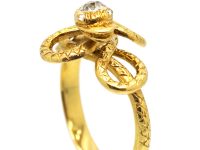 Victorian 18ct Gold Coily Snake Ring set with Diamonds