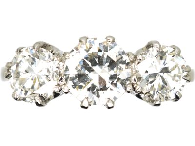 Mid 20th Century Platinum, Three Stone Diamond Ring
