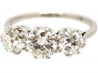 Mid 20th Century Platinum, Three Stone Diamond Ring