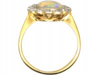 Edwardian 18ct Gold & Platinum, Opal & Diamond Cluster Ring
