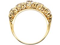 Victorian 18ct Gold Five Stone Diamond Carved Half Hoop Ring