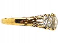 Victorian 18ct Gold Five Stone Diamond Carved Half Hoop Ring