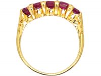 Victorian 18ct Gold Five Stone Ruby Ring with Diamond Points