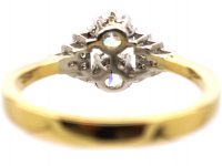 Art Deco 18ct Gold & Platinum Two Stone Diamond Ring with Diamond Set Step Cut Shoulders