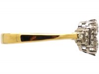 Art Deco 18ct Gold & Platinum Two Stone Diamond Ring with Diamond Set Step Cut Shoulders