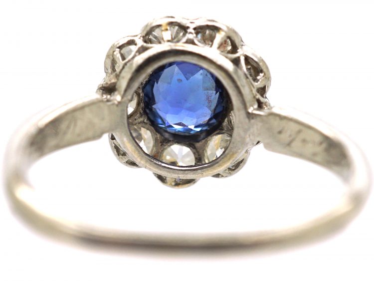 Edwardian Platinum, Sapphire & Diamond Cluster Ring