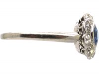 Edwardian Platinum, Sapphire & Diamond Cluster Ring